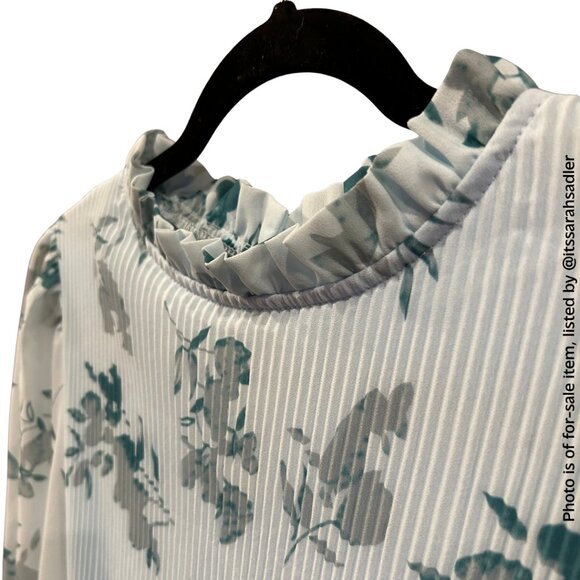 ANRABESS Women's Floral Chiffon Midi Dress with Puff Long Sleeves and Mock Neck - Picture 10 of 15